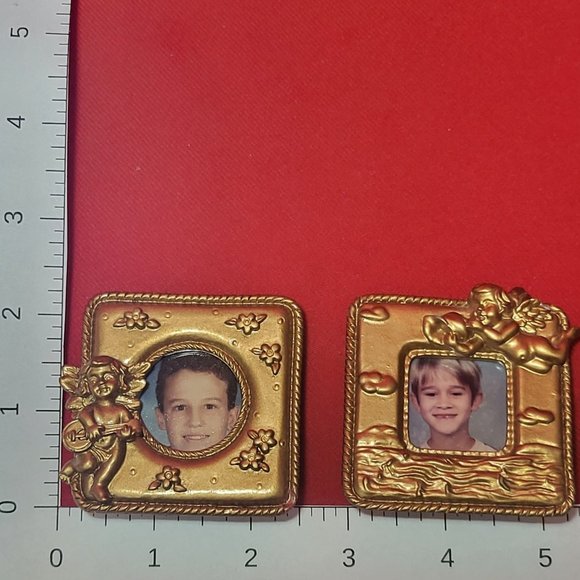 VTG Mini Golden Angel Cherub Picture Photo Frame Magnet Polyresin - Picture 11 of 11